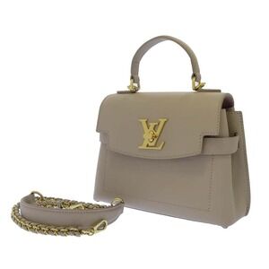 Louis Vuitton Grained Lock Me Ever Handbag Greige Bag Shoulder